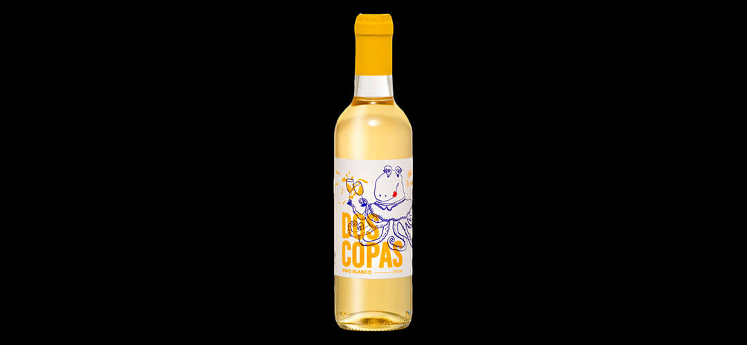 »Dos Coppas« – Illustration auf Weinflaschen-Etikett, Marcato Design, Denken & Handeln, Fine Heininger,